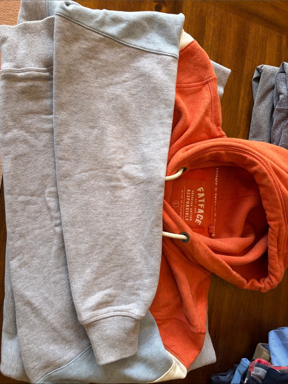 Men's Colorblock Pullover Hoodie in Rust, Light Blue & Gray - Picture 5 of 5